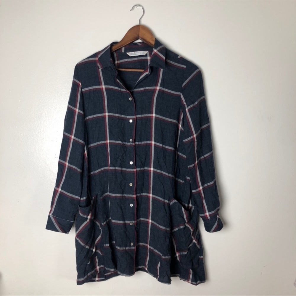 ZARA Basic Plaid Flannel Dress w/ Pockets Small